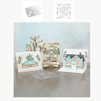 metal cutting dies and stamps 3d house building for diy scrapbooking album paper cards decorative crafts embossing die cuts