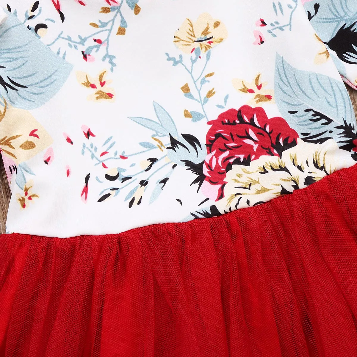 Платье для девочек фатиновая юбка-пачка красного цвета с длинным рукавом и