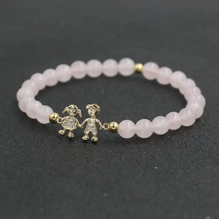 Прекрасный Медь Micro CZ мальчик девочка браслет для женщин чакра бусы из