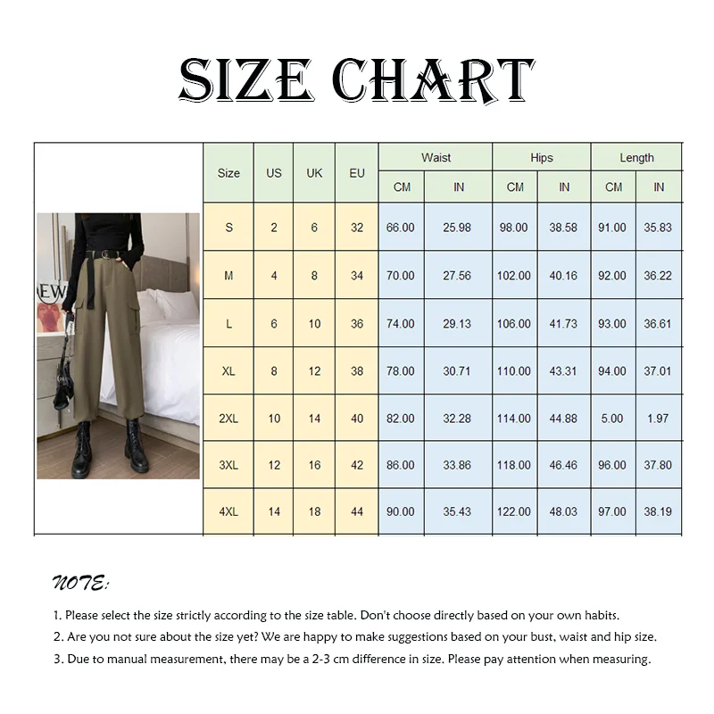 

Plus Size Cargo Pants Womens Casual Harem Pants Office Lady Korean Version High Waist Loose Pants Female Trousers Street Clothes