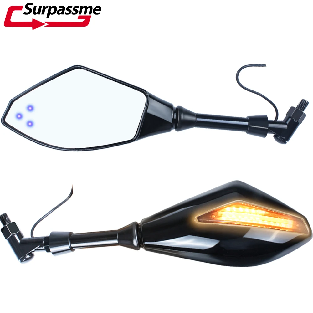 Зеркала заднего вида для мотоцикла с янтарем поворотники 8 мм 10 мотоцикл
