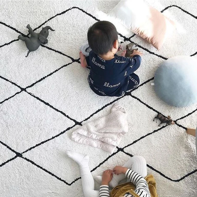 Марокканский ковер скандинавский хлопок ручной работы прикроватный напольный