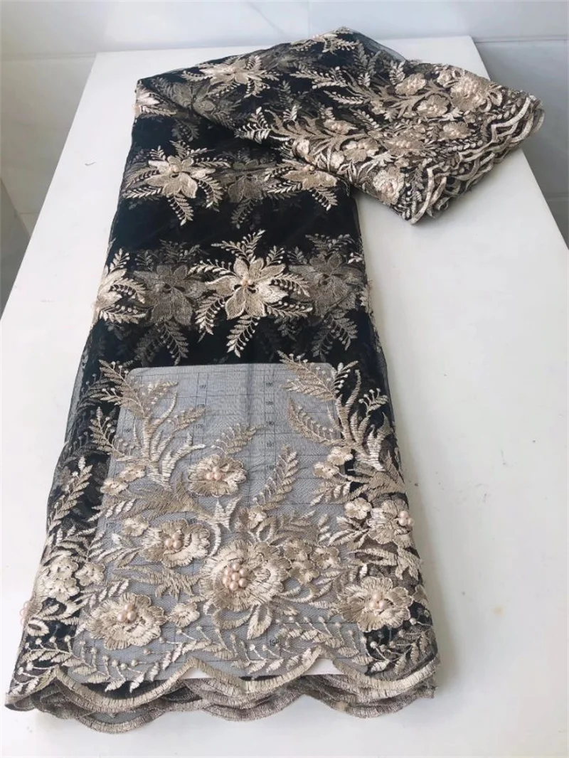 5 ярдов/Лот красивая жаккардовая французская сетчатая кружевная ткань Цветочная