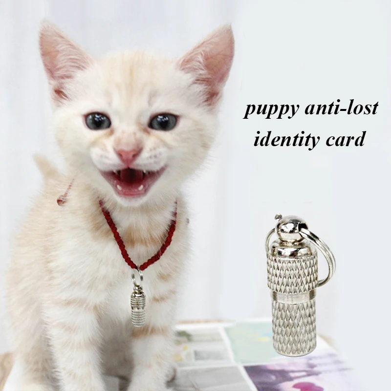 

1PCS Anti-Lost Pet Dog Cat ID Name Address MINI Label Tag Storage Barrel Tube Pet Kitten Identity Card ID Tags Promotion