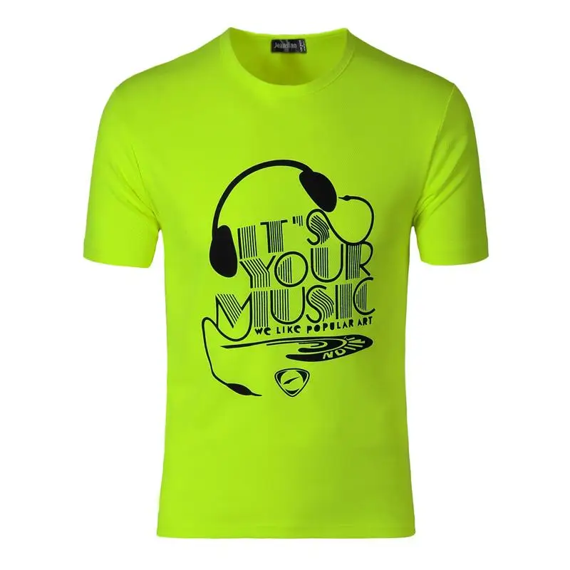 

jeansian Men's Sport Tee Shirt Tshirt T-shirt Running Workout Fitness Gym Fashion Short Sleeve LSL178 GreenYellow
