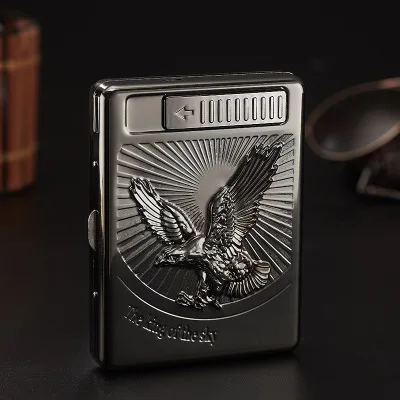 Универсальный чехол для сигарет 20шт с зажигалкой USB зарядка Запасной нагревательный провод 107*80*20 мм - Цвет: No8