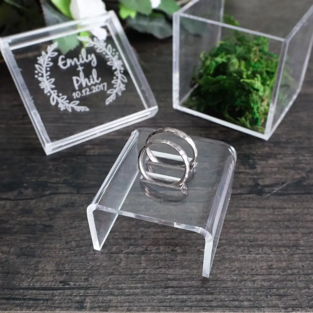Персонализированная Коробка для обручального кольца акриловая коробка