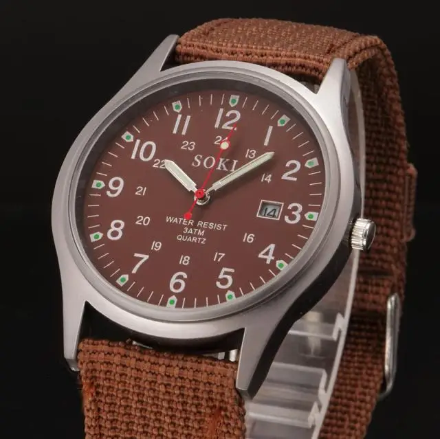

Military Watch For Men Men's Date Canvas Band Stainless Steel Sport Quartz Wrist Watch Fashion For Children's Birthday Presents