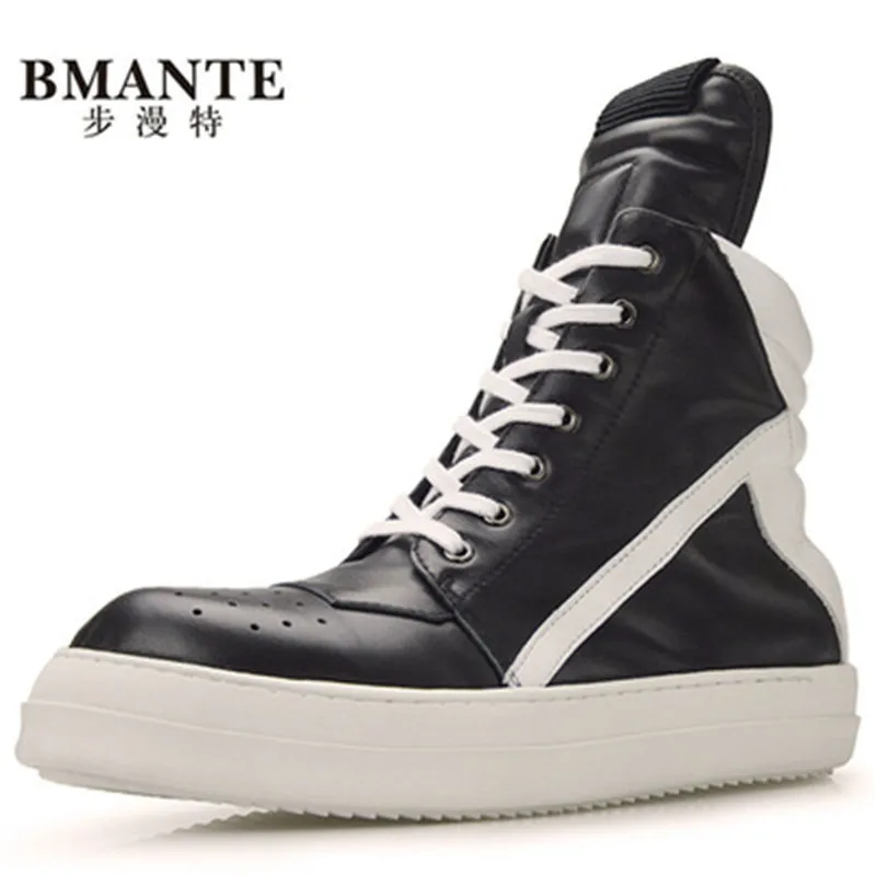 Ботильоны мужские высокие из натуральной кожи на шнуровке молнии | Обувь