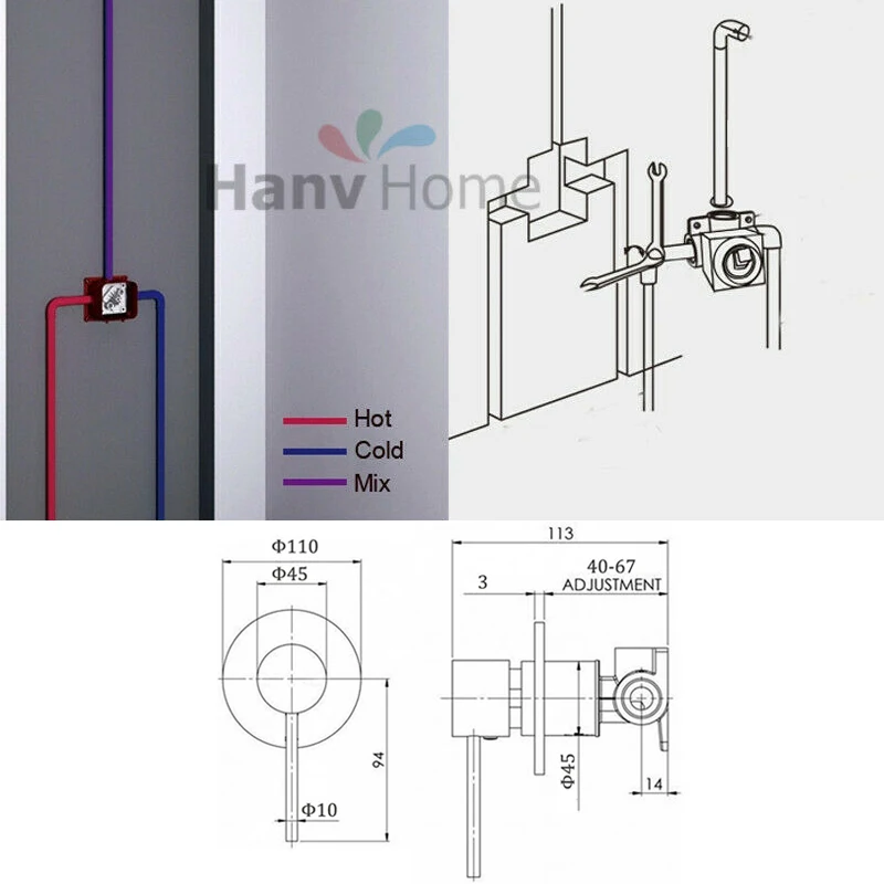 AODEYI Твердый латунный черный набор для душа ванной комнаты душевая ручка с
