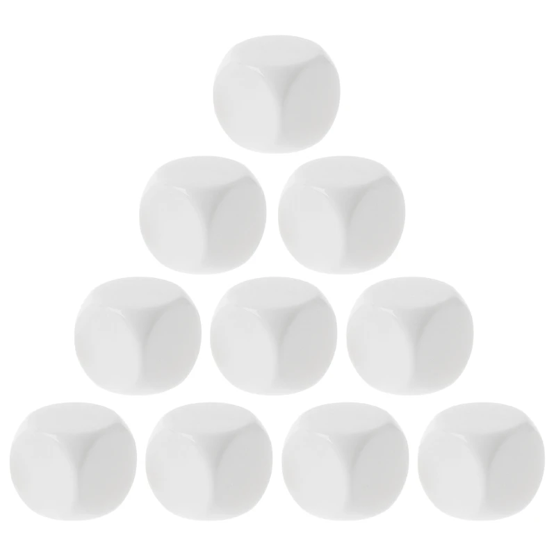 

Acrylic 10Pcs/Pack 10/12/14/16/18/20mm White Blank Dice Game Props Educational Toy for Children Solid Color DIY Dice
