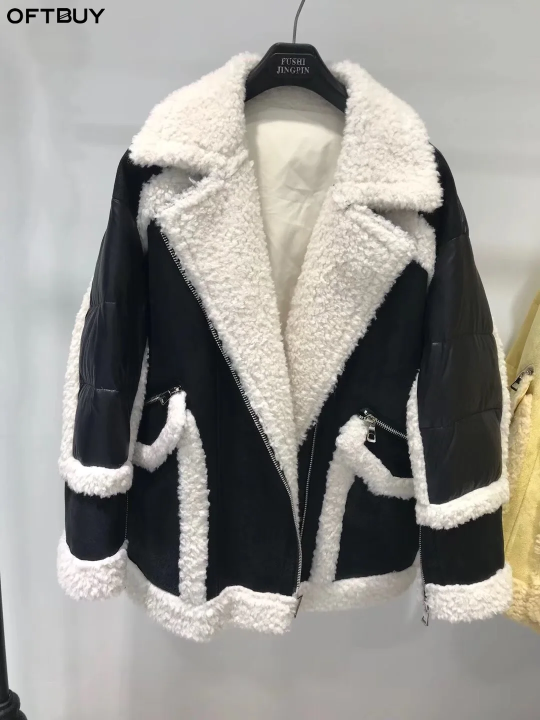 OFTBUY 2020 зимняя женская куртка натуральный мех 100% шерсть белый утиный пух верхняя