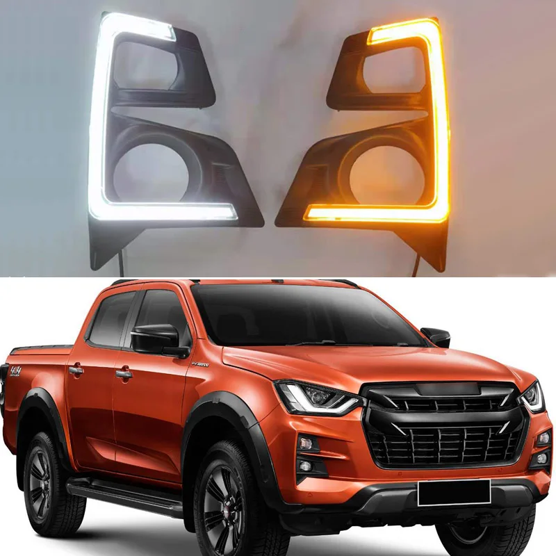 

DNO LED Daytime Running Headlamps For ISUZU D-Max DMAX Pickup 2020 Auto Daylights Dynamic Yellow Turn Signal12V Car Foglamp