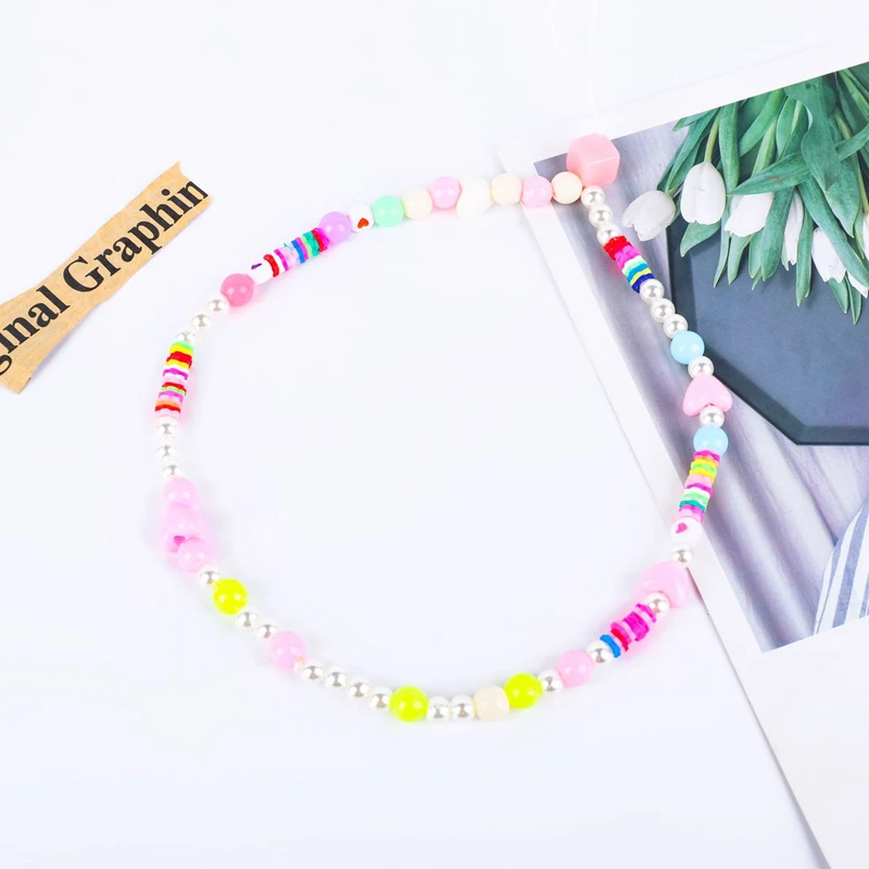 Rainbow Color Star Beaded Mobile Phone Straps Fashion Soft Ceramic Fruit Chain Ladies Anti-lost Key Lanyards Girls Jewelry