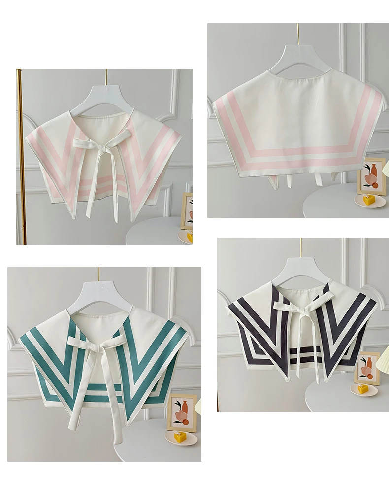 Printed Shawl Fake Collar Women Detachable Collars Big Lapel False Collar Shirt Thin Shawl Kragen Sahte Yaka Kraagje Nep Dames