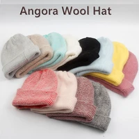 2021 new winter hat for women rabbit cashmere knitted beanies thick warm vogue ladies wool angora hat female beanie hats cap