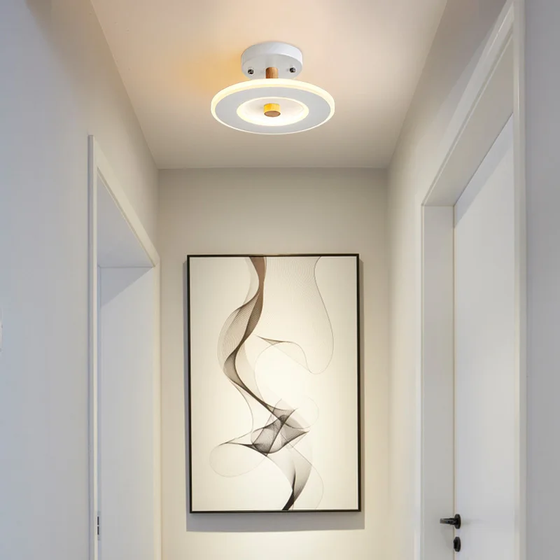 

Corridor LED Chandelier Lighting For Room Entrance White Grey Green Color Modern Indoor Lighting Wooden Lamp Lustre Luminaria