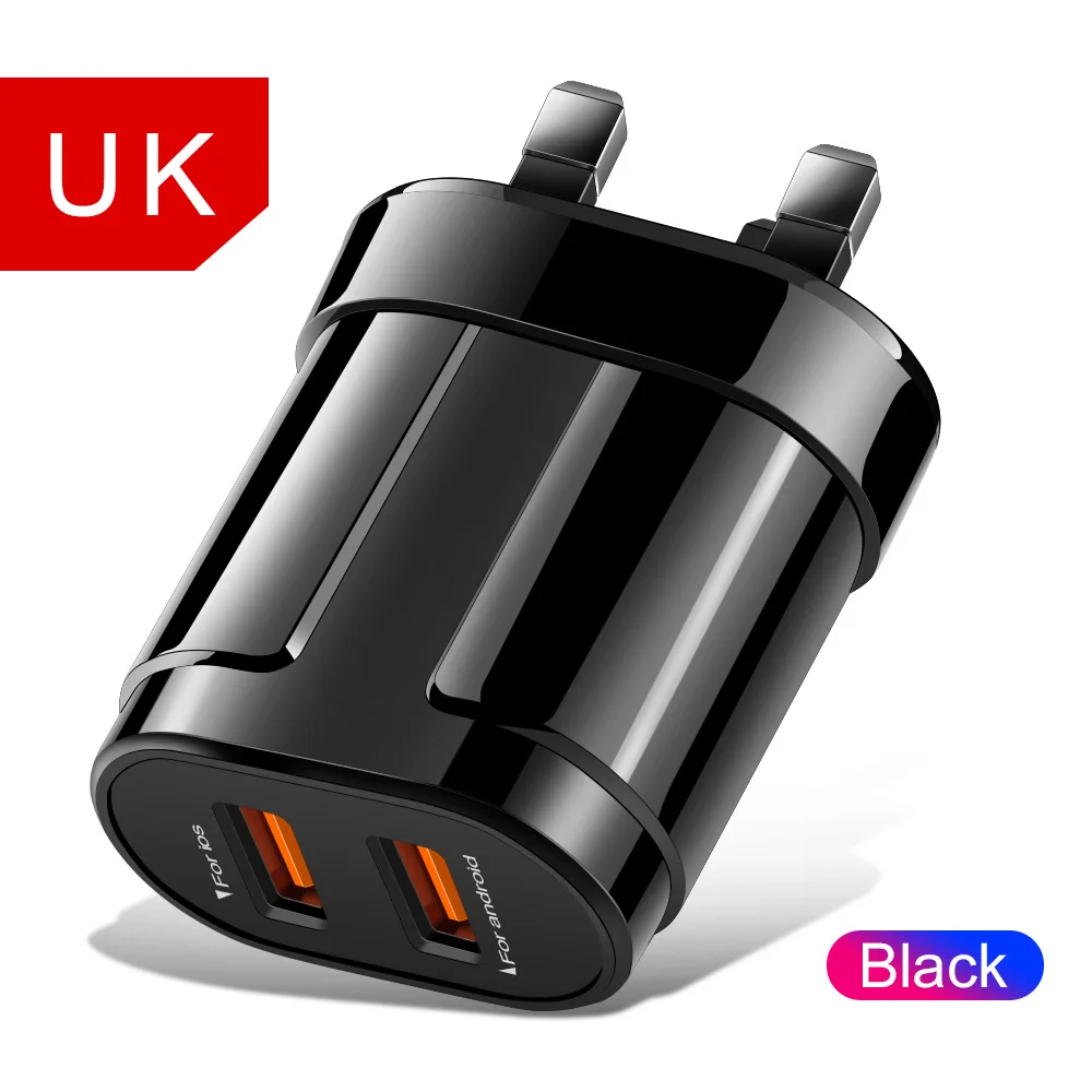 UK Plug Олаф USB Зарядное устройство Dual Порты штепсельная вилка европейского стандарта, 5 В/2.4A дорожный настенный адаптер мобильный телефон Micro USB разъем для зарядки и синхронизации данных для iphone samsung Xiaomi huawei LG - Тип штекера: UK Plug