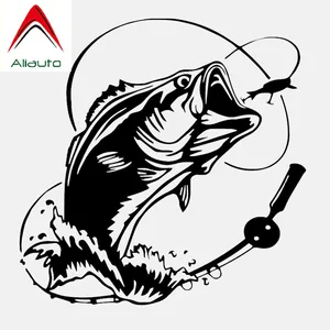 Aliauto креативные автомобильные стикеры Bass Fish Ocean Sea Truck Window Vinyl Accessories PVC Decal BlackSilver for Lada Mazda,16 см * 16 см