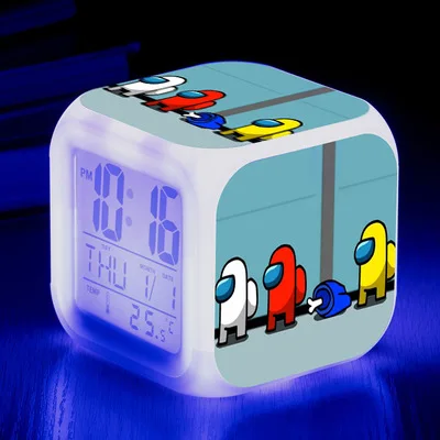 

Wolf Imposter Among Us Game Alarm Clock Kids Wake Up Light Digital Alarm Clock Kid LED Clock Color Changing Table Reveil Wekker