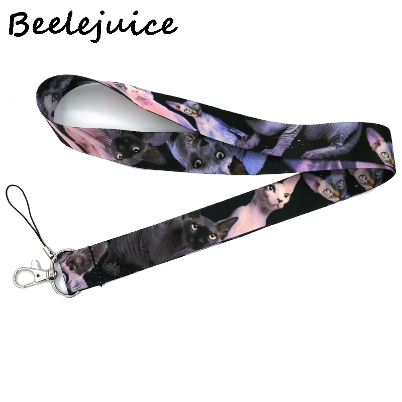 

Sphynx Cartoon Colorful black cat Neck Strap Lanyards ID badge card holder keychain Mobile Phone key Strap Gifts