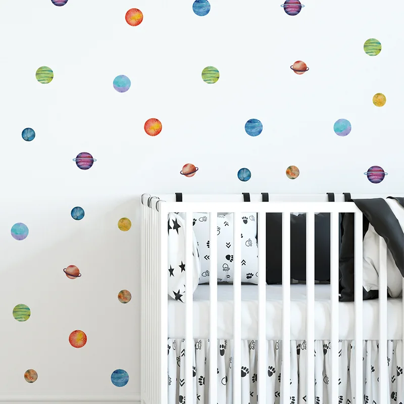 1 лист акварель планету в горошек стикер для украшения стен милый детские малышей