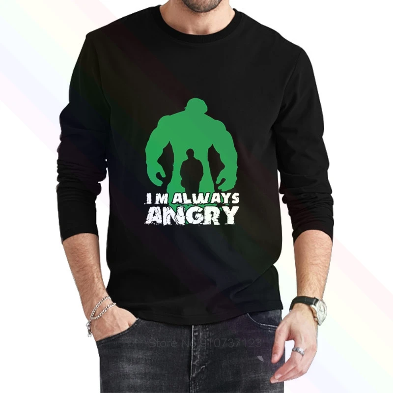 &quotХалк&quot &quotЯ всегда Angry Логотип Классический комплект из черной кофты с длинным