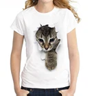 Женские футболки для девочек, летние дышащие удобные футболки с рисунком животных и кошек с коротким рукавом, топ, женская футболка
