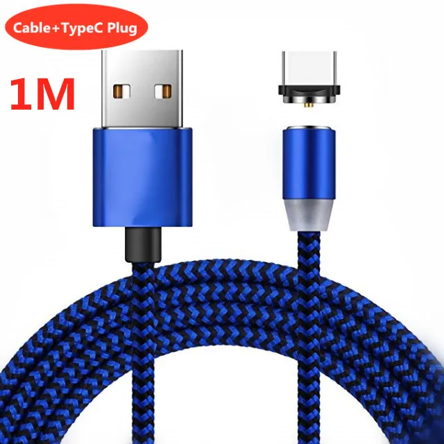 НИСИ 1 м 2 м светодиодный магнитный кабель type C для huawei Mate10/20/30/P10/P20 Pro samsung S9/S8 Xiaomi Mi6 круглый USB C нейлоновый зарядный кабель - Цвет: 1M Blue TypeC Cable