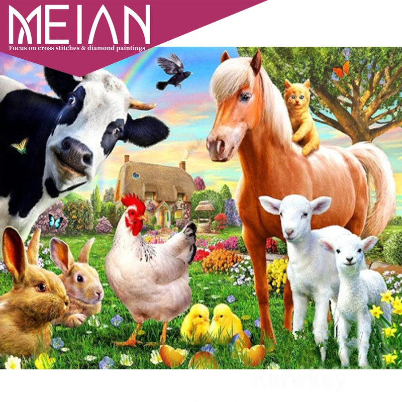 2020 Алмазная вышивка 5D Meian Cow сделай сам животные из фермы овечки лошади алмазная