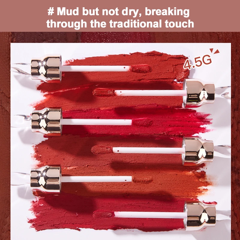 

6 Colors Lip Mud Matte Long Lasting Waterproof Velvet Dual Air Lip Glaze Lipstick Lipstick Professional Makeup TSLM1