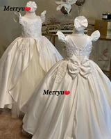 flower girl dresses for weddings satin kids gown princess holy first communion gowns party pageant dress for girls