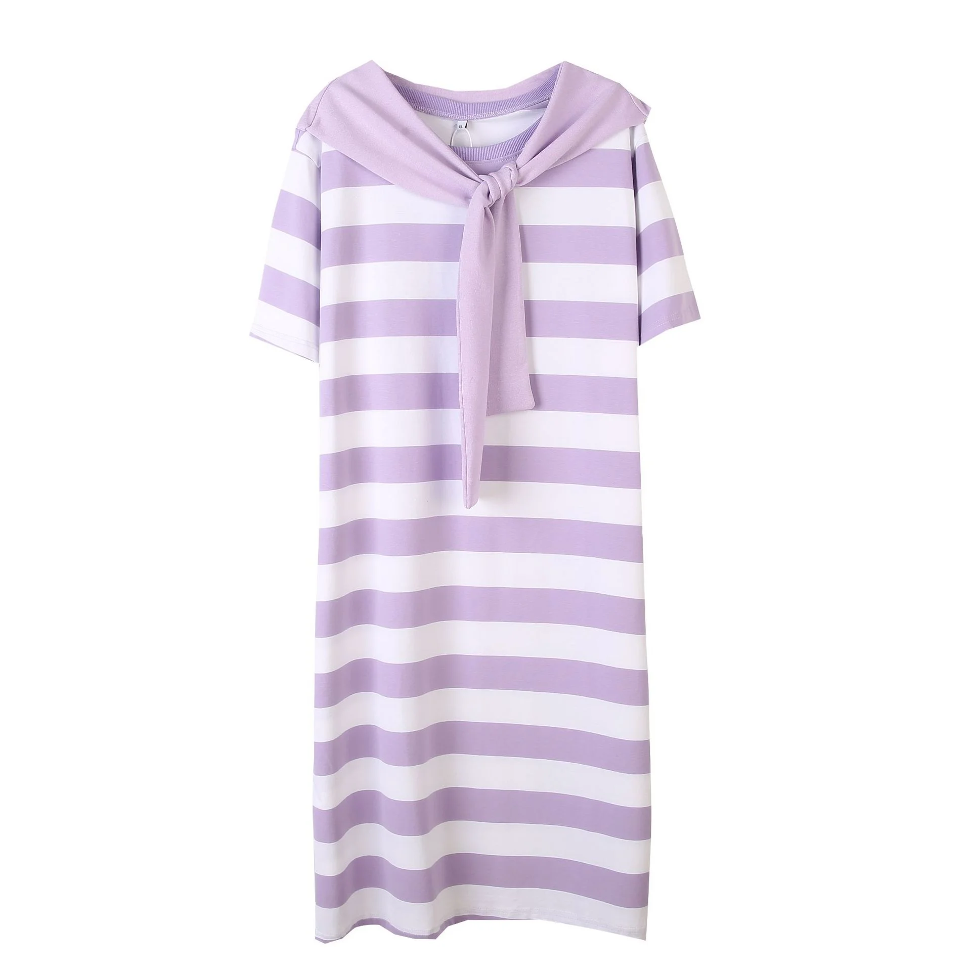 

Womens Summer Dress 2021 New Cotton Plus Size Loose Casual Clothes Striped Long Tees Girl Sundress Shawl Dresses Fashion Daily