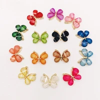 10pcslot crystal butterfly rhinestone buttons for craft wedding invitation card diy girl hair bowknot metal decorative buttons