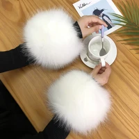 one pair women winter arm warmer faux fur cuff sleevelet oversleeve wrist sleeve coverings furry for coat jackets cute gifts