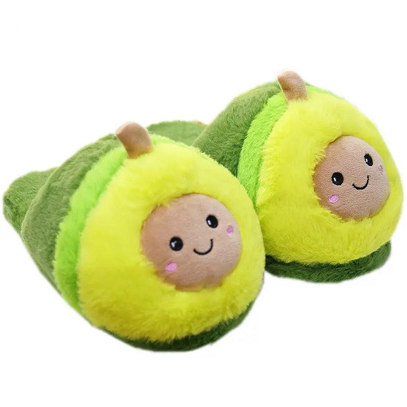 

Симпатичные плюшевые тапочки с изображением смайлика, авокадо, домашние тапочки, Мультяшные авокадо, обувь для пола в спальню для девочек, женские зимние теплые тапочки