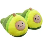 Симпатичные плюшевые тапочки с изображением смайлика, авокадо, домашние тапочки, Мультяшные авокадо, обувь для пола в спальню для девочек, женские зимние теплые тапочки