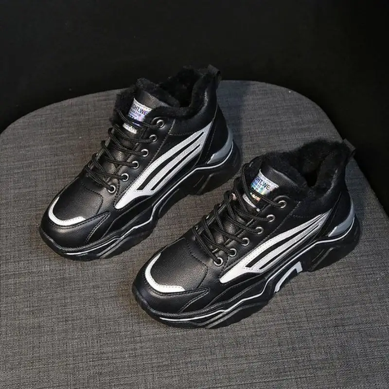 Женские кроссовки Сезон Зима Теплая Повседневная обувь на меху из