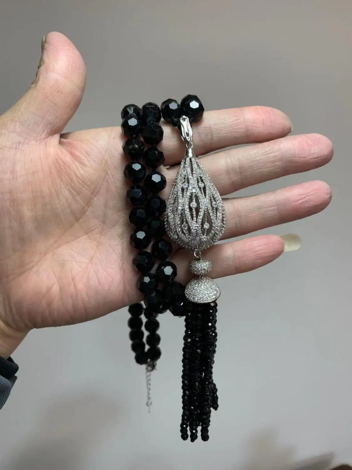 Лидер продаж длинное ожерелье-цепочка для свитера с кисточкой 10 мм из черного