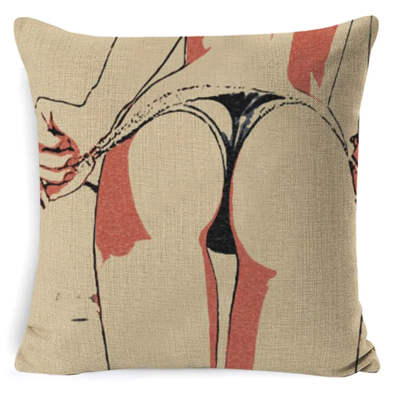 

New Sexy Beautiful Girl Pillow Case Beautiful Girl Butt Cushion Cover for Sofa Car Pillow Cover Cartoon Sexy Lady Pillowcase
