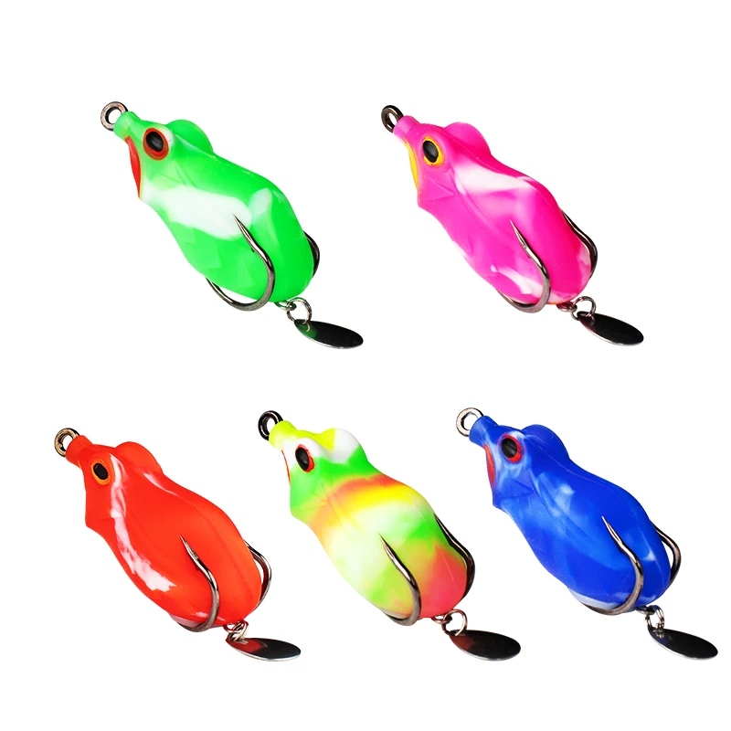 Мягкая рыболовная приманка Лягушка 10 г 55 см с металлическими блестками