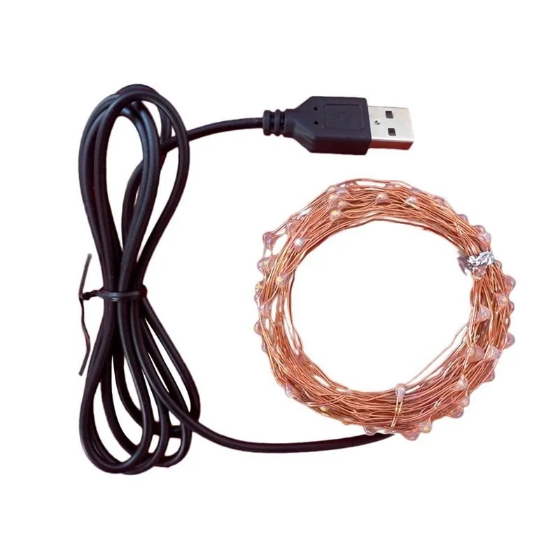 

Светодиодная гирлянда на медном проводе, 5 в постоянного тока, USB, 3 м