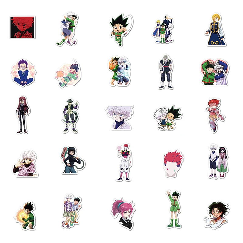 

50pcs New Hunter x Hunter Stickers Vinyl for Laptop Stationery Skateboard PS4 Guitar Decal Helmet Classic Children Anime Sticker