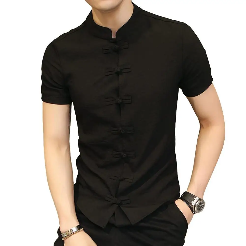 

Traditional Chinese Tang Suit Men Plus Size Summer Short Sleeve Kung Fu Uniform