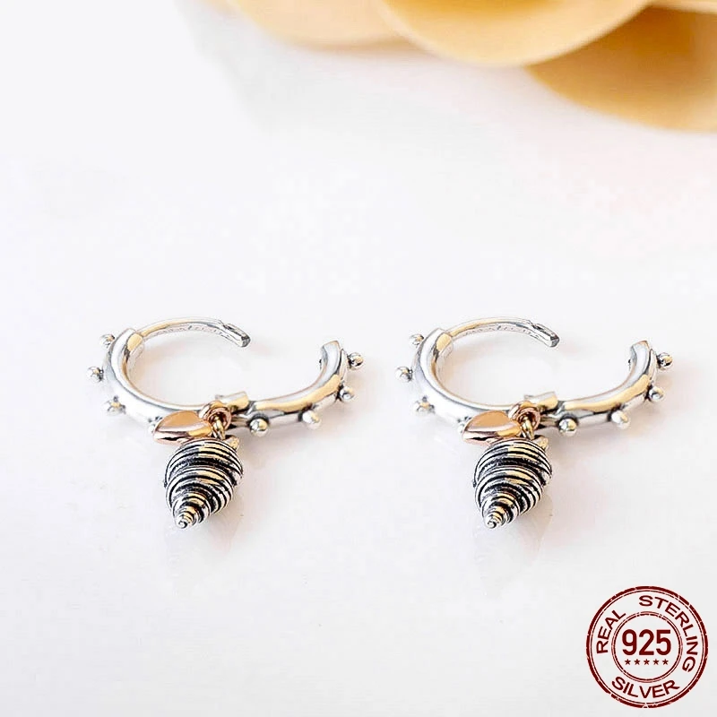 Серьги-обруч 925 серебро Луна Звезда Бесконечность Сердце Круглые серьги для женщин Оригинальные модные украшения.