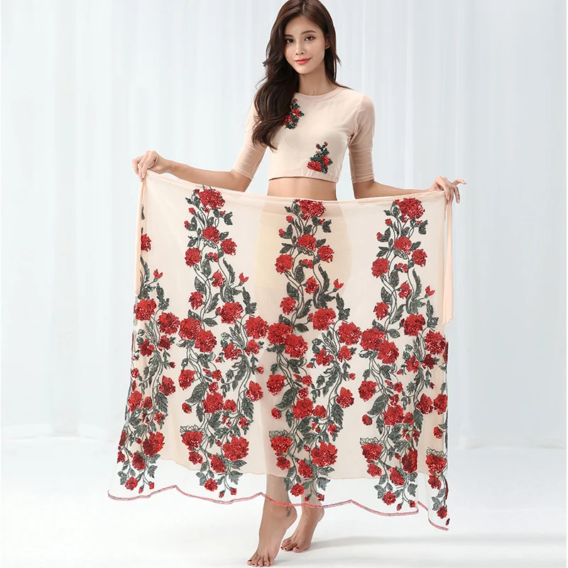 Женский костюм для танца живота рубашка с вышивкой и длинная юбка восточных