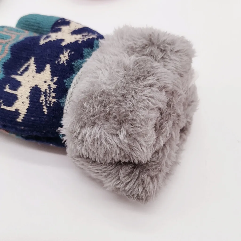 Детские теплые вязаные перчатки с рождественским оленем для маленьких мальчиков и девочек, детские перчатки, варежки для детей