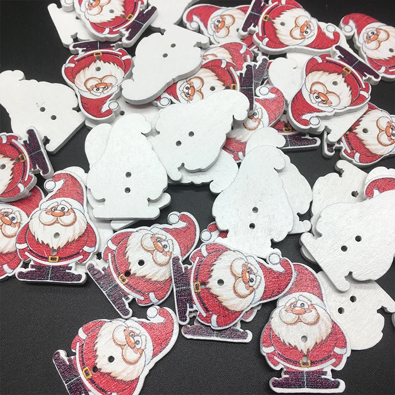 Деревянные швейные кнопки для скрапбукинга 2 отверстия Рождество Санта Клаус