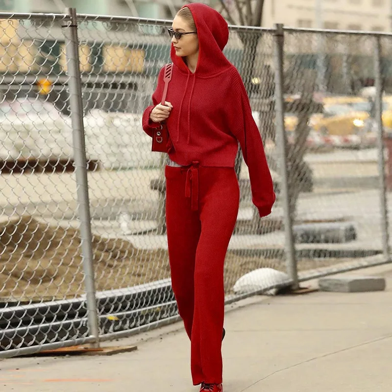 Новинка осени 2019 года женские повседневные трикотажные пуловеры с капюшоном на