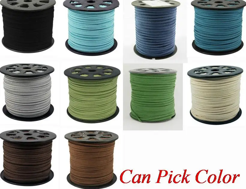 

hgj4w jewelry osng 3mm x1.5mm 100 meter black brown Faux Flat Suede velvet Lace Leather Cord Jewelry DIY Rope